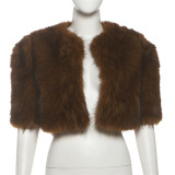 Solid Color Half Sleeve Plush Coat XEF-K25C84113