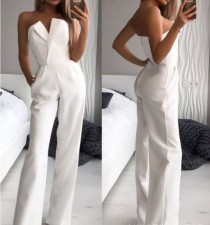 Solid Color Off Shoulder Tube Top Jumpsuit GJMF-96689