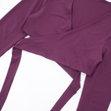 Long Sleeve Cross Tie Up Two Piece Pants Set MXBF-J25ST364