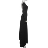 Sexy Backless Chain Long Sleeve Maxi Dress XEF-K25D86126