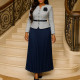 Plus Size Long Sleeve Print Coat Ruched Long Skirt Suit GCZF-8646
