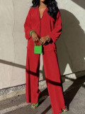 Casual Solid Color Loose Two Piece Pants Set ZDF-33118