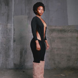 Deep V Neck Long Sleeve Hollow Out Jumpsuit GDSF-D25JP487