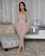 V Neck Backless Lantern Sleeve Tops Tight Pants Suit FENF-6055