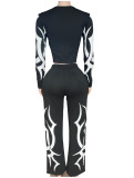 Letter Print Long Sleeve Print Two Piece Pants Set GFCF-1427