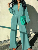 Casual Solid Color Loose Two Piece Pants Set ZDF-33118