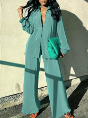 Casual Solid Color Loose Two Piece Pants Set ZDF-33118