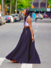 Solid Color High Split Long Skirt ZDF-33103