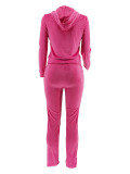 Solid Color Sport Hoodies Two Piece Pants Set ZDF-31362