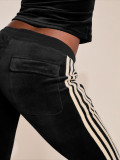 Stripe Patchwork Zipper Two Piece Pants Set CH-25067