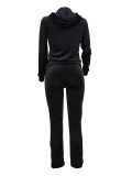 Solid Color Sport Hoodies Two Piece Pants Set ZDF-31362