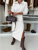 Solid Color Long Sleeve Maxi Dress ZDF-33500