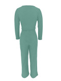 Solid Color Long Sleeve Tops Pants 2 Piece Set ZDF-31385
