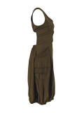 Fashion Sleeveless Zipper Long Dress ZDF-33113