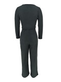 Solid Color Long Sleeve Tops Pants 2 Piece Set ZDF-31385