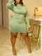 Long Sleeve Solid Color Mini Dress ZDF-31366