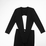 Deep V Neck Long Sleeve Hollow Out Jumpsuit GDSF-D25JP487