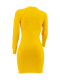 Long Sleeve Solid Color Mini Dress ZDF-31366
