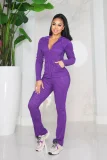 Print Long Sleeve Hooded Cardigan Two Piece Pants Set CM-9542