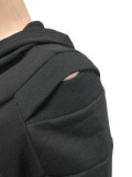 Solid Color Hooded Sweatshirt Sport Two Piece Pants Set CM-9543
