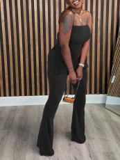 Solid Color Tube Tops Two Piece Pants Set ZDF-31359