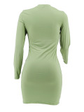Long Sleeve Solid Color Mini Dress ZDF-31366