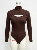 Hollow Out Long Sleeve Slim Bodysuit GZJF-12030