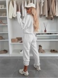 Sport Solid Color Sweatshirt Two Piece Pants Set ZDF-33158