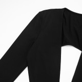 Deep V Neck Long Sleeve Hollow Out Jumpsuit GDSF-D25JP487