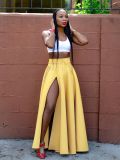 Solid Color High Split Long Skirt ZDF-33103