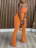 Solid Color Tube Tops Two Piece Pants Set ZDF-31359