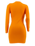 Long Sleeve Solid Color Mini Dress ZDF-31366