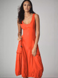 Fashion Sleeveless Zipper Long Dress ZDF-33113