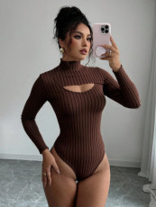 Hollow Out Long Sleeve Slim Bodysuit GZJF-12030