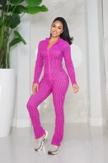 Print Long Sleeve Hooded Cardigan Two Piece Pants Set CM-9542