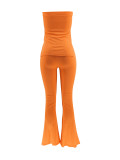 Solid Color Tube Tops Two Piece Pants Set ZDF-31359
