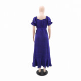 Short Sleeve Solid Color Midi Dress GYLY-10880