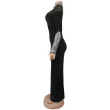 Long Sleeve Hot Drill Slim Maxi Dress BY-7592