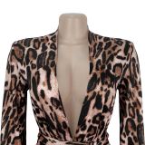 Leopard Print V Neck Jumpsuit BY-7586