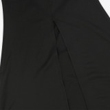 Hot Drill High Collar Maxi Dress CYA-902057