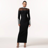 Long Sleeve Hot Drill Slim Maxi Dress BY-7592