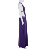 Solid Color Mesh Sequin Backless Maxi Dress GPKJ-MR45953
