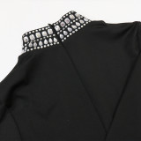 Hot Drill High Collar Maxi Dress CYA-902057