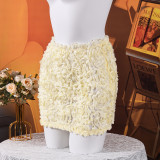 3D Flowers Solid Color Mini Skirt GNZD-32810
