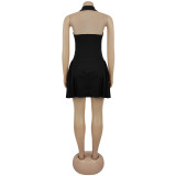 Sleeveless V Neck Backless Mini Dress BY-7587