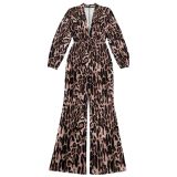 Leopard Print V Neck Jumpsuit BY-7586