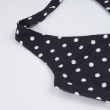 Polka Dots Print Halterneck Tops Short Suit GPKJ-MR45968