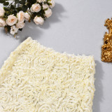 3D Flowers Solid Color Mini Skirt GNZD-32810