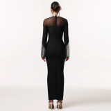 Long Sleeve Hot Drill Slim Maxi Dress BY-7592