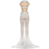 Hollow Out Tube Tops Split Long Skirt 2 Piece Set DLSF-K25S85903